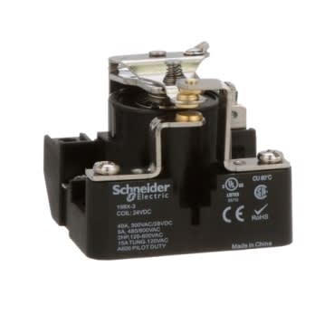 Schneider Electric 199X-3 Power relay SPDT 40A 24 VDC open type heavy duty industrial component
