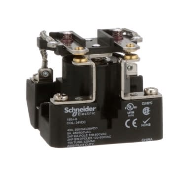 Schneider Electric 199X-8 Power Relay DPST-NO open cover type screw terminal 40A 24V DC 1NO industrial component