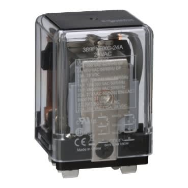 Schneider Electric 389FXBXC1-24A Power relay DPDT 25A 24 VAC side flange cover industrial component