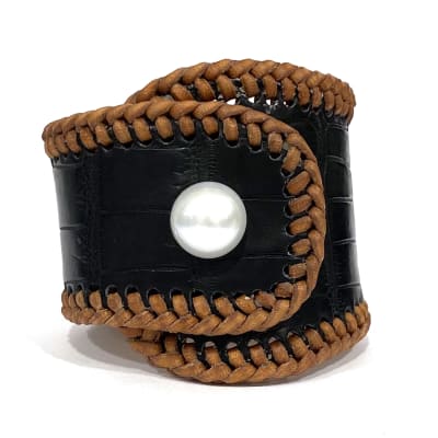 Metairie South Sea Pearl and Alligator Hide Cuff Bracelet