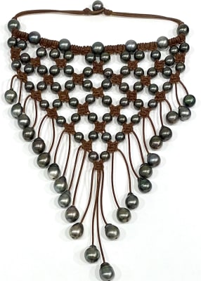 photo of Wendy Mignot Tahitian Pearl and Leather Metropolitan Necklace