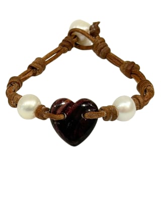photo of Wendy Mignot Malaysia Amour Freshwater Pearl and Leather Bracelet
