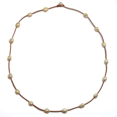 photo of Wendy Mignot Illusion Freshwater Pearl and Leather Necklace White II