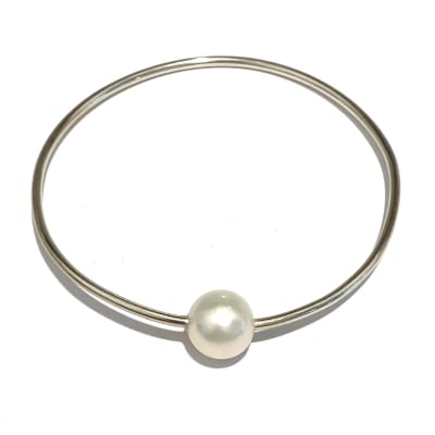 photo of Wendy Mignot Silver and Freshwater Pearl Hula Bangle (White)