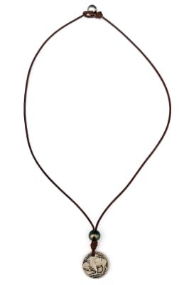 Buffalo Nickel and Tahitian Pearl Necklace