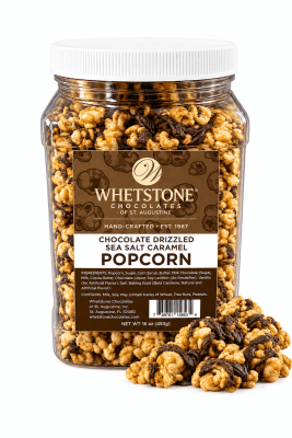 Sea Salt Caramel Popcorn Drizzled in Milk Chocolate 16oz Tub