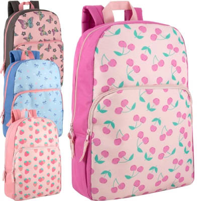 Wholesale 17-Inch Printed Backpacks - Bulk Case of 24