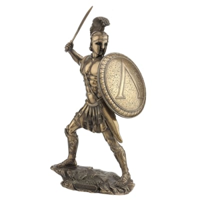Statue, Spartan Warrior With Sword And Hoplite Shield