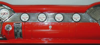 1955-56 Chevy Dash Insert with Milled Lines with Dash Holes - 3 Piece Set