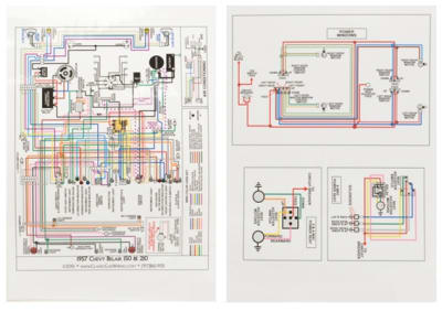 1957 Chevy Laminiated Wiring Diagram, Color