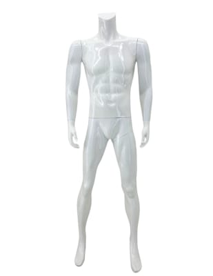 Male Mannequin Glossy White Headless Changeable Heads
