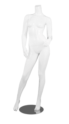 Female Mannequin Glossy White Headless Changeable Heads - Hip Out