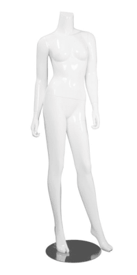 Glossy white female mannequin pose 7 headless with changeable head options – Zing Display