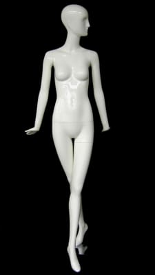 Glossy White Female Mannequin with Abstract Head from www.zingdisplay.com