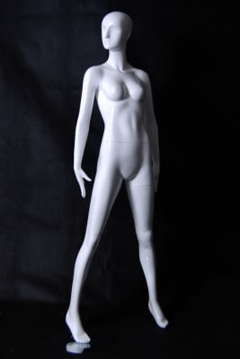 Female Mannequin in Glossy White. Posed in a wide, sassy stance. From www.zingdisplay.com