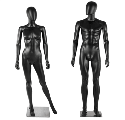 Unbreakable Matte Black Egghead Mannequin Couple