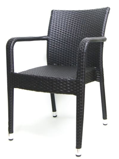 Coffee Wicker Tubular High Back Arm Chair - Restaurant Patio Dining Seating