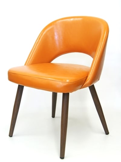 Orange Upholstered  Dining Chair Wood Grain Metal Legs