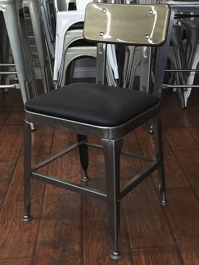 Industrial Pewter Metal Chair with Padded chair