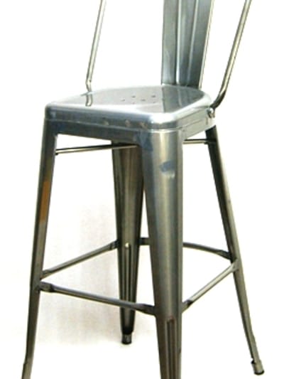 Industrial Bar Stool Seating in Pewter Glossy Finish