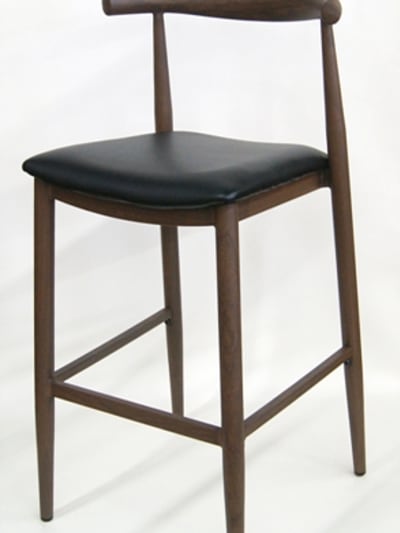 Wood Grain Metal Bar Stool with Curved Floating Back
