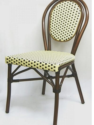 Creme Black Panama Rattan Bistro Side Chairs: Creme/Black