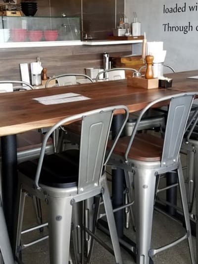 Black Walnut  Live Edge Plank Wood Tabletop:  Restaurant Picture