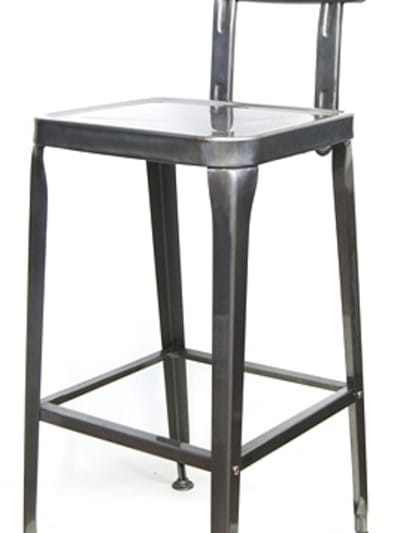 Industrial Metal  Bar stool in Pewter Glossy
