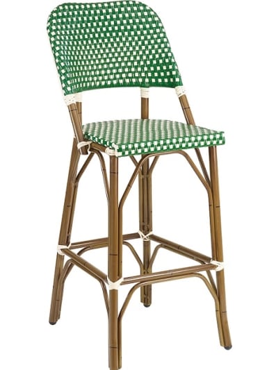 Rattan Green / Ivory Weave Bar Stools