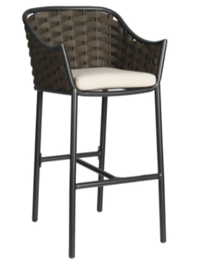 Rope Barrel Arm Bar Stool with Wide Woven Weave
