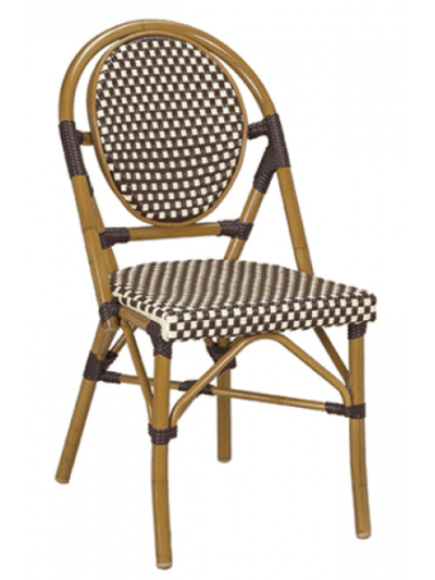 Bistro Rattan Aluminum Chair; Brown/Beige