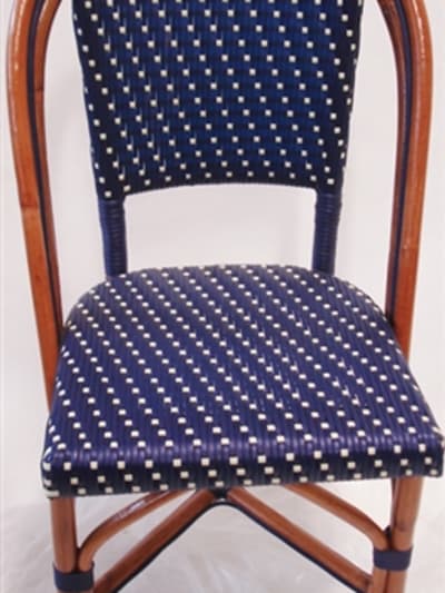 Parisian Rattan Wood Restaurant Chair | Navy & White
