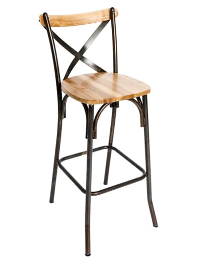 Cross Back Industrial Metal Wood BS