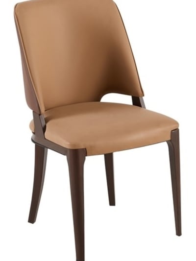 Upholstered Brown Wood Metal Chair