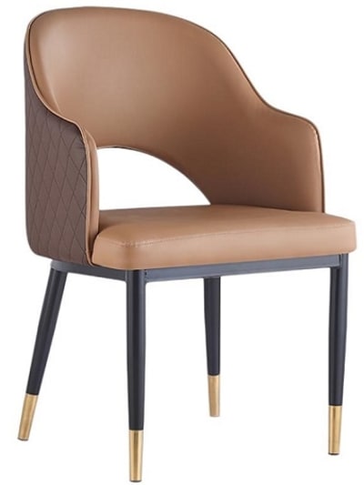 Vintage Upholstered Brown Metal Arm Chair