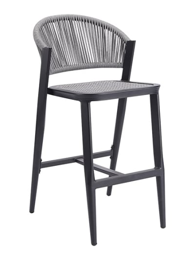 Rope Barstool Sling  Seat with  Black Aluminum Frame