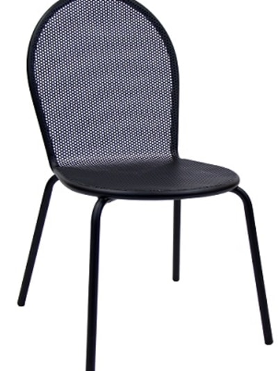 Outdoor Black Metal Mesh Chair â€“ Stackable Commercial Seating