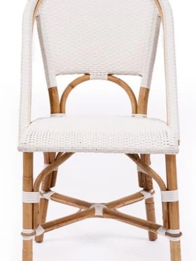 Parisian Rattan Wood White French Bistro Dining Chair - Classic French Design Commercial Seating