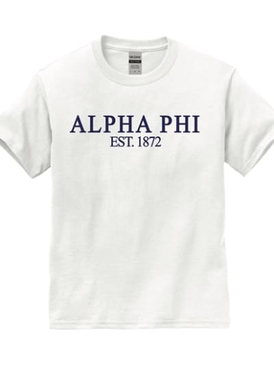 White T-Shirt (classic style) - Alpha Phi (navy)