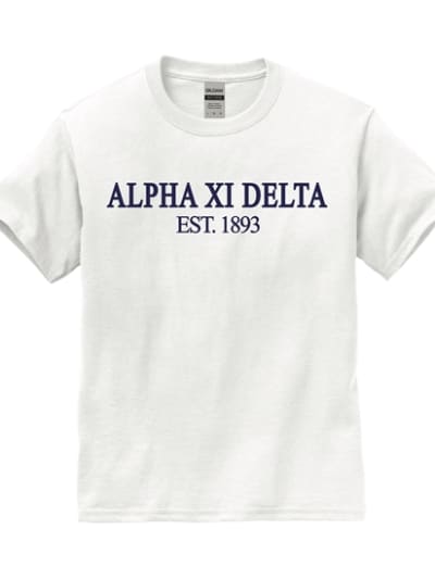 White T-Shirt (classic style) - Alpha Xi Delta (navy)