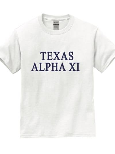 White T-Shirt (texas style) - Alpha Xi (navy)