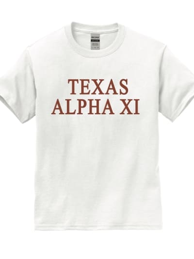 White T-Shirt (texas style)- Alpha Xi (b/o)
