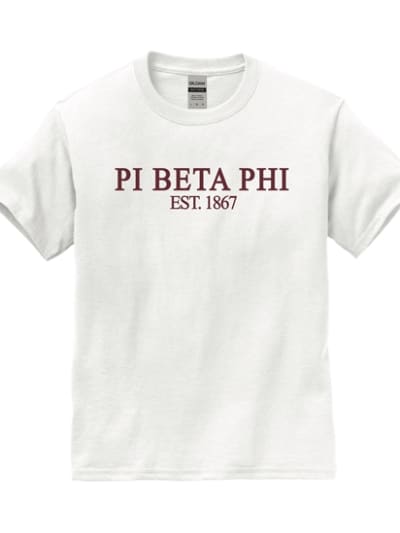 White T-Shirt (Classic style) - Pi Phi (Wine)