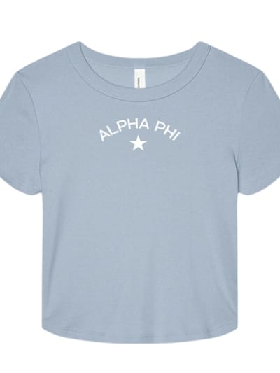 Lt Blue Baby Tee - Star - Alpha Phi