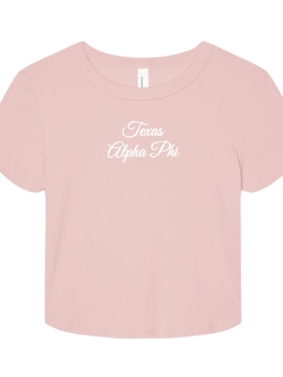 Pink Baby Tee - Texas Script - Alpha Phi