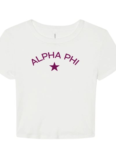 White Baby Tee- Classic Wine- Alpha Phi