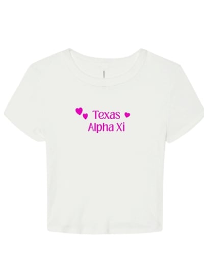 White Baby Tee - Texas Simple (Navy)- Alpha Xi Delta