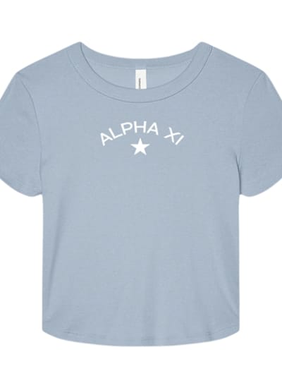 Lt Blue Baby Tee - Star - Alpha Xi Delta