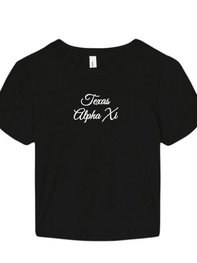 Navy Baby Tee - Texas Script - Alpha Xi Delta