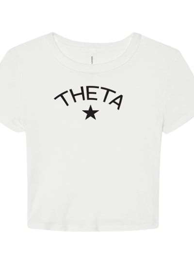 White Baby Tee- Classic Black- Theta